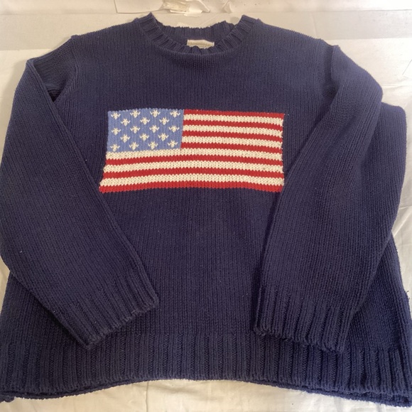 Vintage 90’s American Flag Men’s Sweater Size XL Coldwater Creek - Picture 8 of 11
